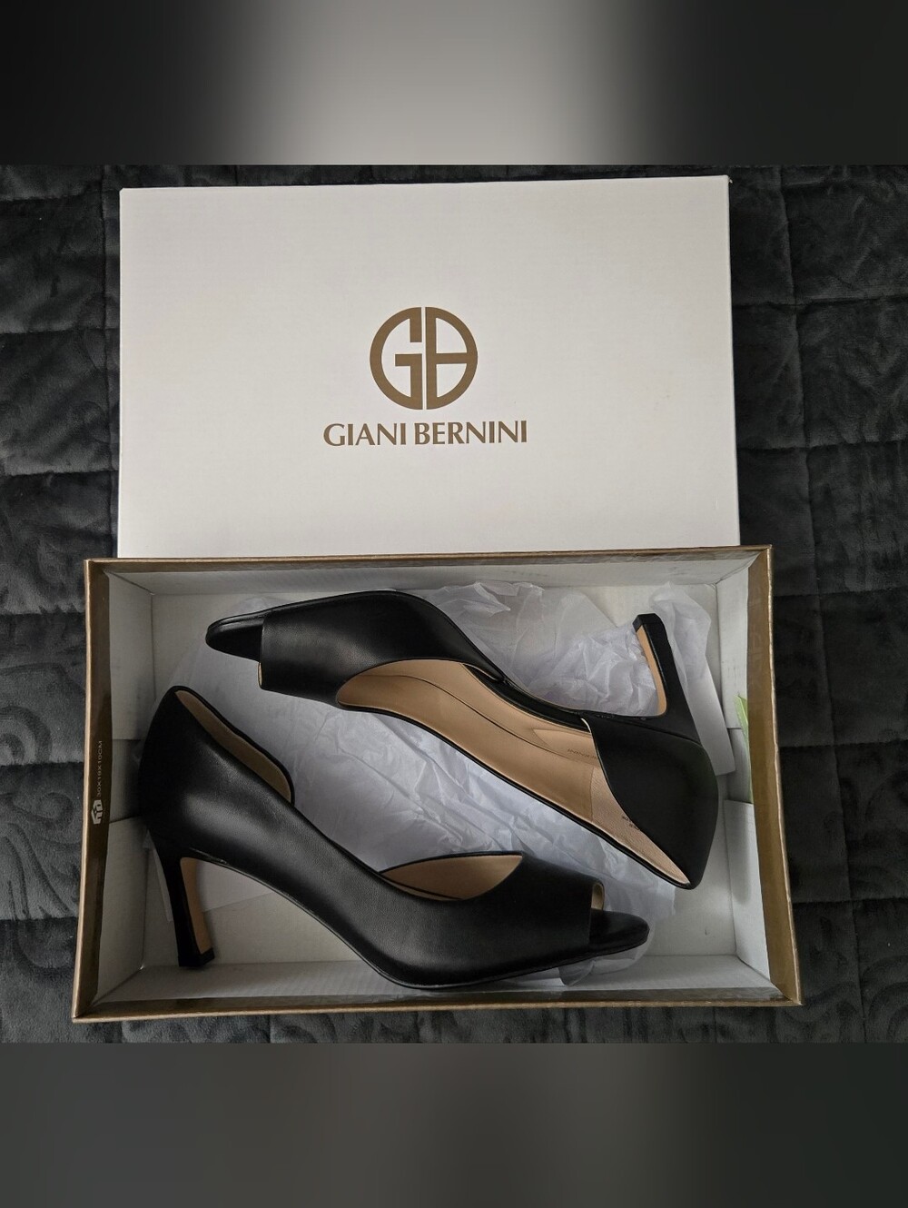 Giani Bernini Valorr Peep Toe d'Orsay Leather Pumps 6.5